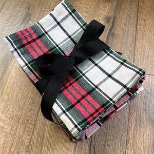Plaid Cotton Napkin Set of 12 - Red, Green, and White Cloth Napkins
